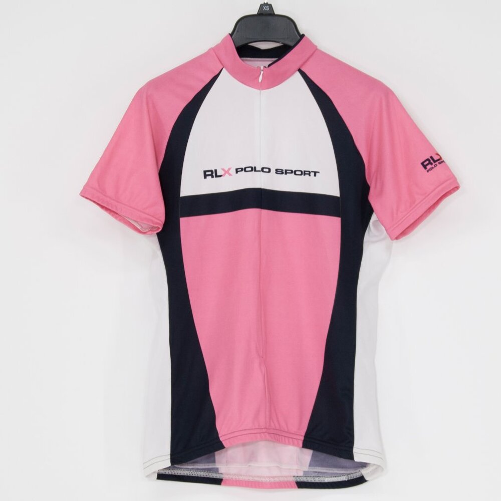 RLX Polo Sport Women’s Cycling Jersey Pink White Navy | Size M